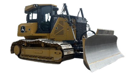 Heavy-duty yellow bulldozer with steel tracks and large front blade