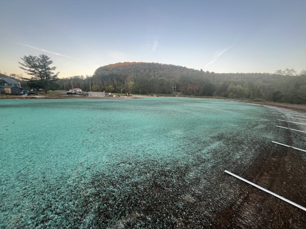 Hydroseeding application on large graded site