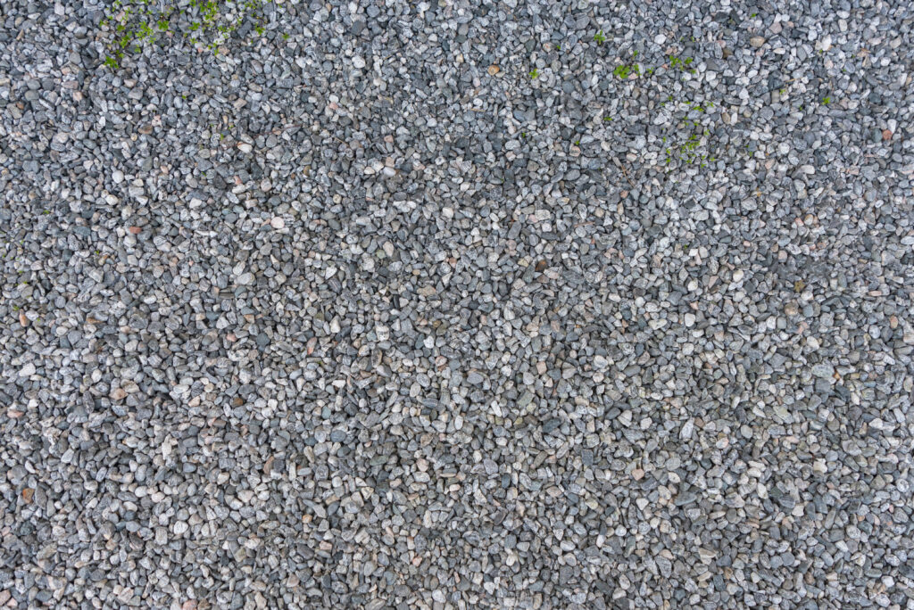 Close-up of gravel stones used for driveway and site base material